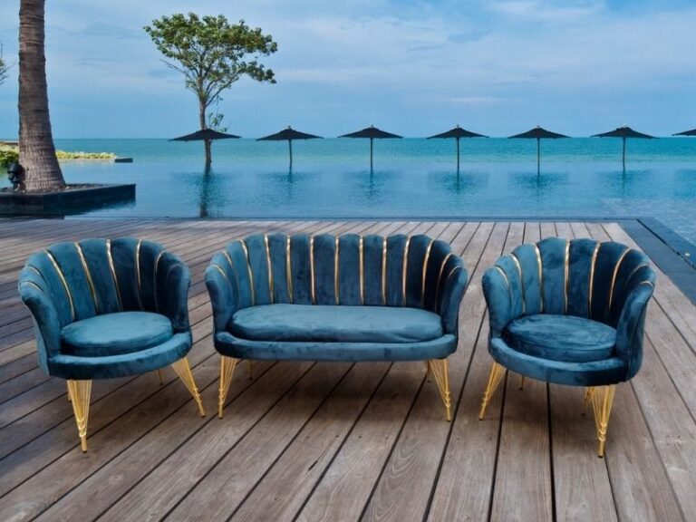 Set Canapea & 2 Fotolii - Blue Gold