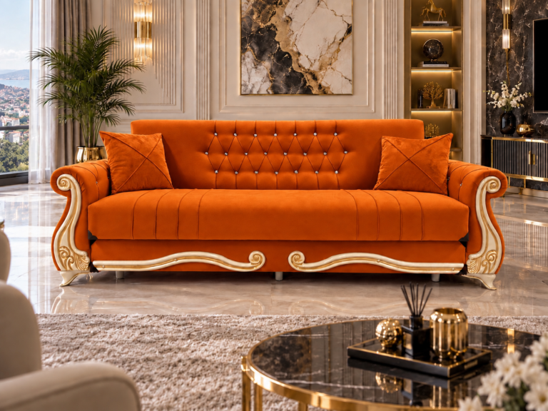 Canapea Extensibila cu Lada - Orange