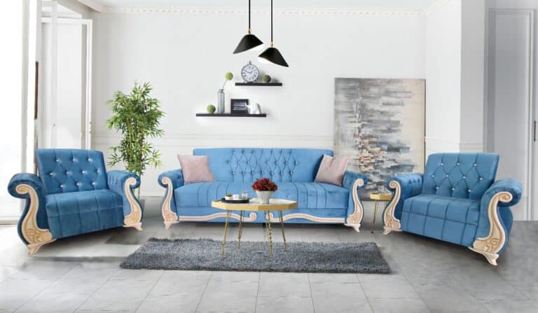Set Canapea Extensibila cu Lada si 2 fotolii - Aqua