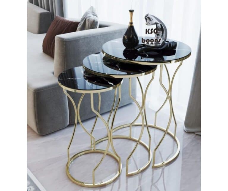 Set 3 Masute Cafea - Marmura Gold