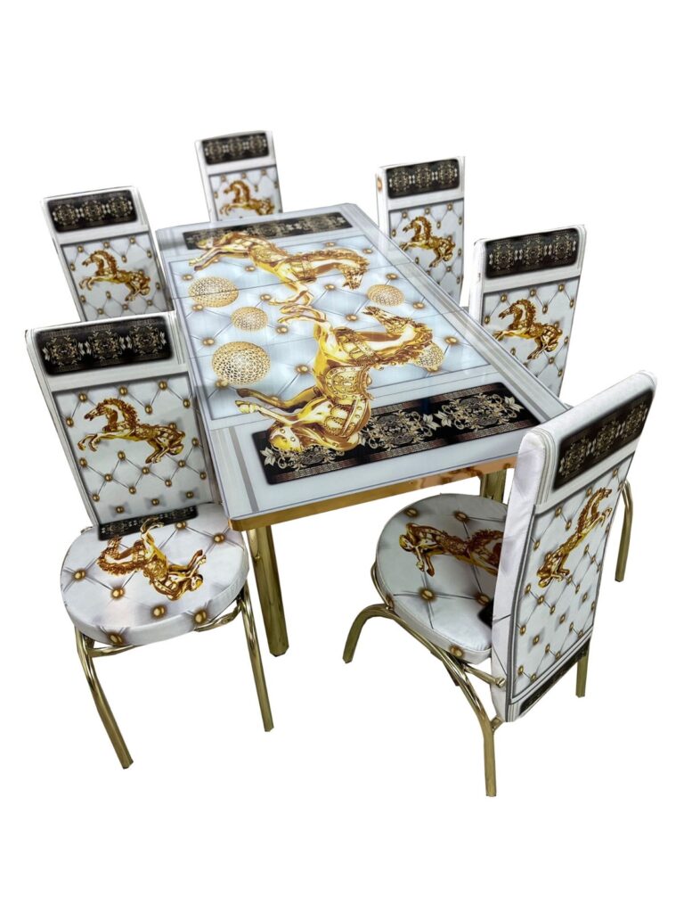 Set Masa extensibila & 6 Scaune - Golden Horse & Gold — cadrul 1