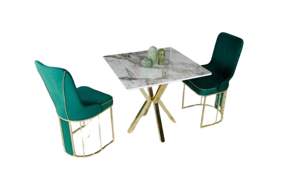 Set Masa Patrata si 2 Scaune - Smarald / Marble — cadrul 1