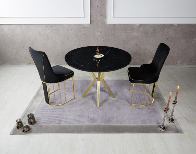 Set Masa Rotunda si 2 Scaune - Carbune / Black