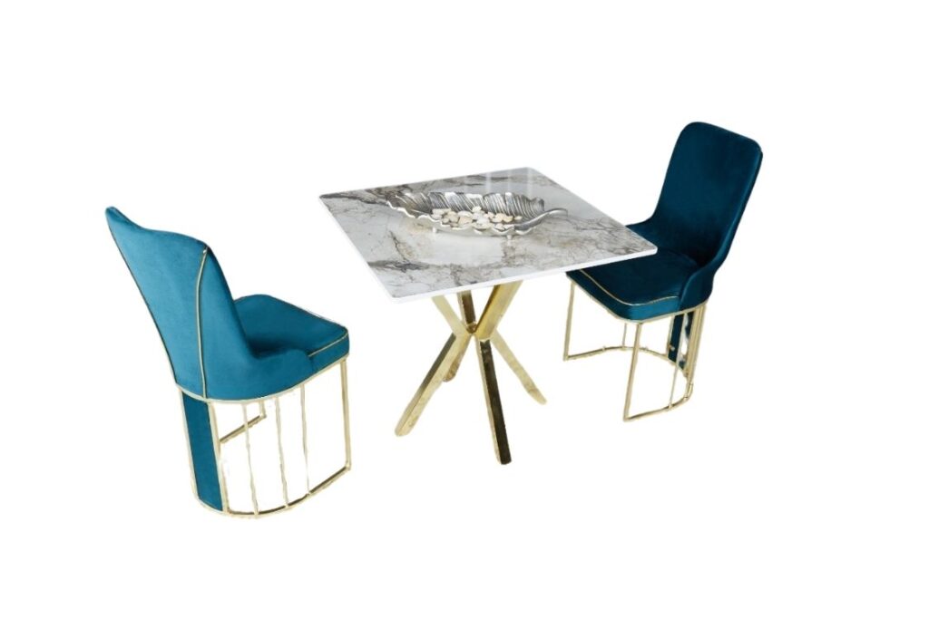 Set Masa Patrata si 2 Scaune - Turcoaz / Marble — cadrul 1