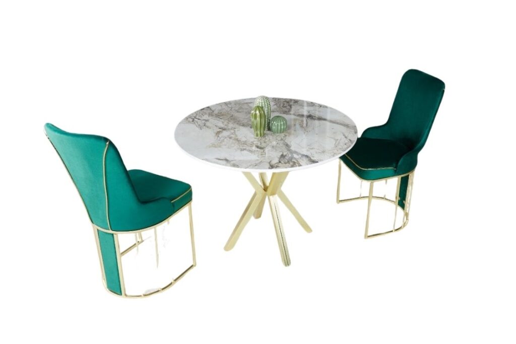 Set Masa Rotunda si 2 Scaune - Smarald / Marble — cadrul 1