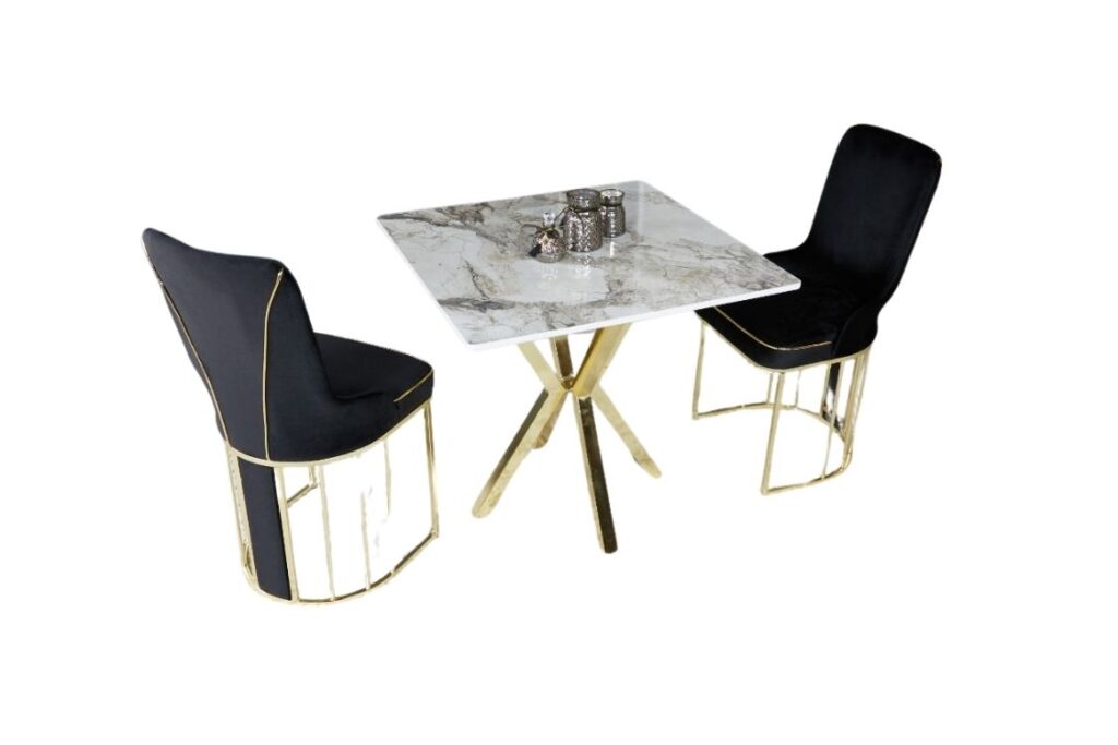 Set Masa Patrata si 2 Scaune - Carbune / Marble — cadrul 1