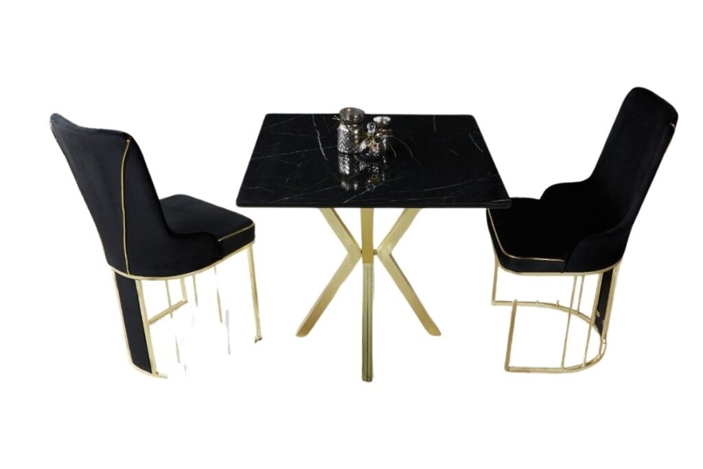 Set Masa Patrata si 2 Scaune - Carbune / Black — cadrul 1