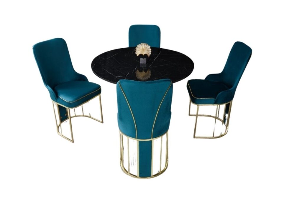 Set Masa Rotunda si 4 Scaune - Turcoaz / Black — cadrul 1