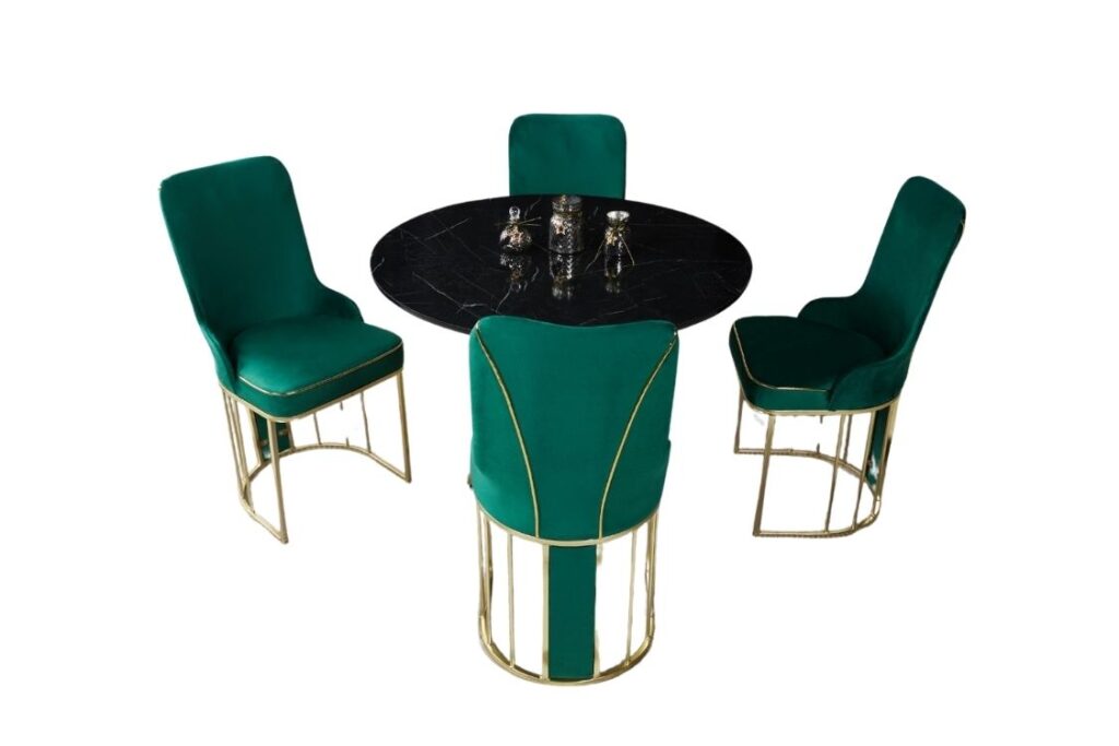 Set Masa Rotunda si 4 Scaune - Smarald / Black — cadrul 1