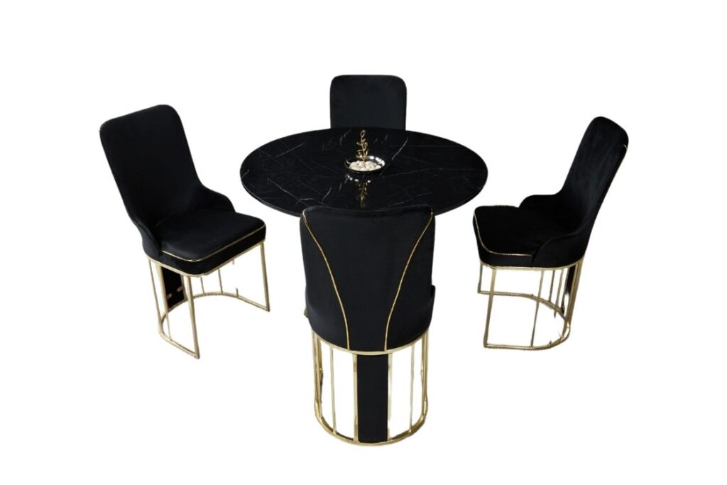 Set Masa Rotunda si 4 Scaune - Carbune / Black — cadrul 1