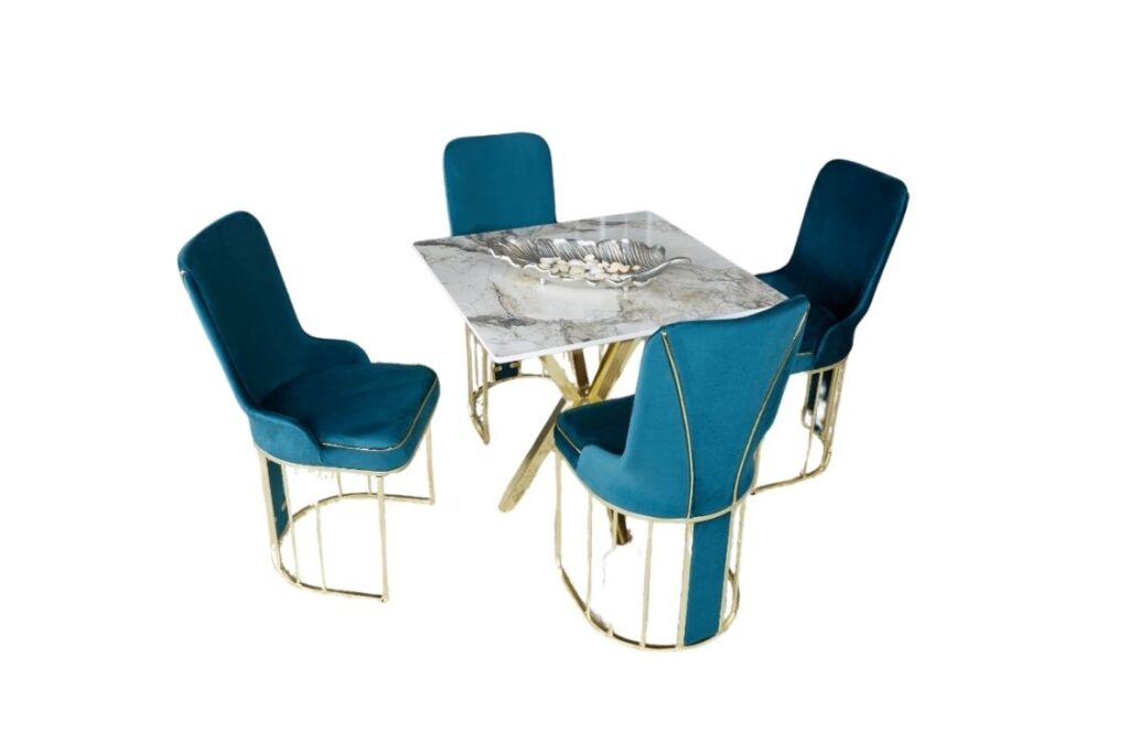 Set Masa Patrata si 4 Scaune - Turcoaz / Marble — cadrul 1