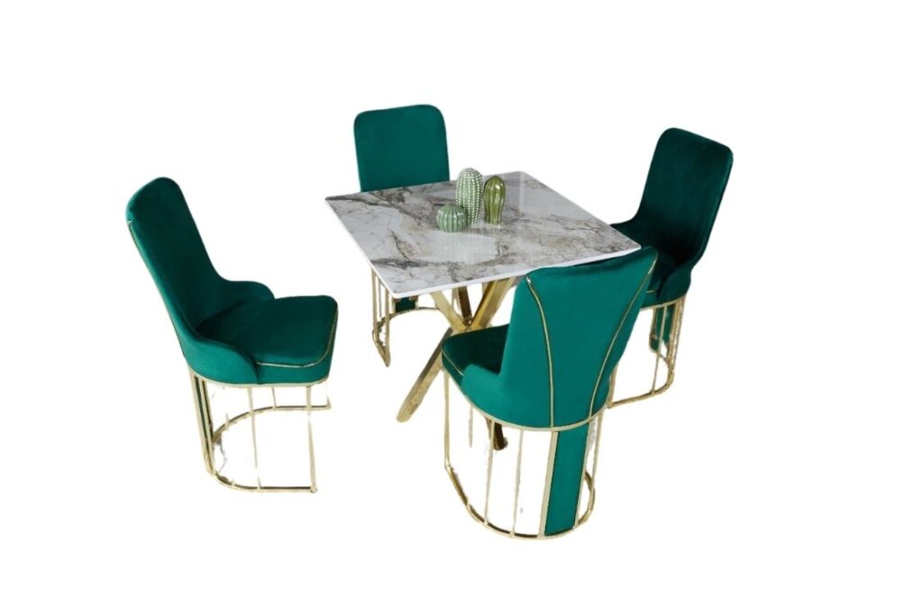 Set Masa Patrata si 4 Scaune - Smarald / Marble — cadrul 1