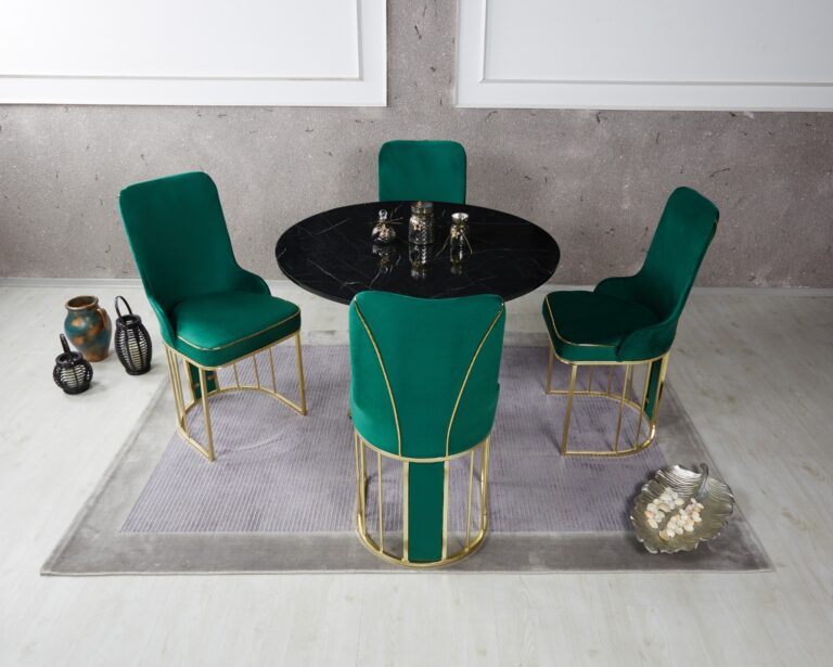 Set Masa Rotunda si 4 Scaune - Smarald / Black