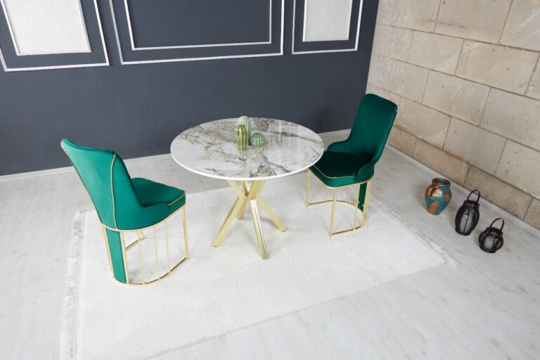Set Masa Rotunda si 2 Scaune - Smarald / Marble