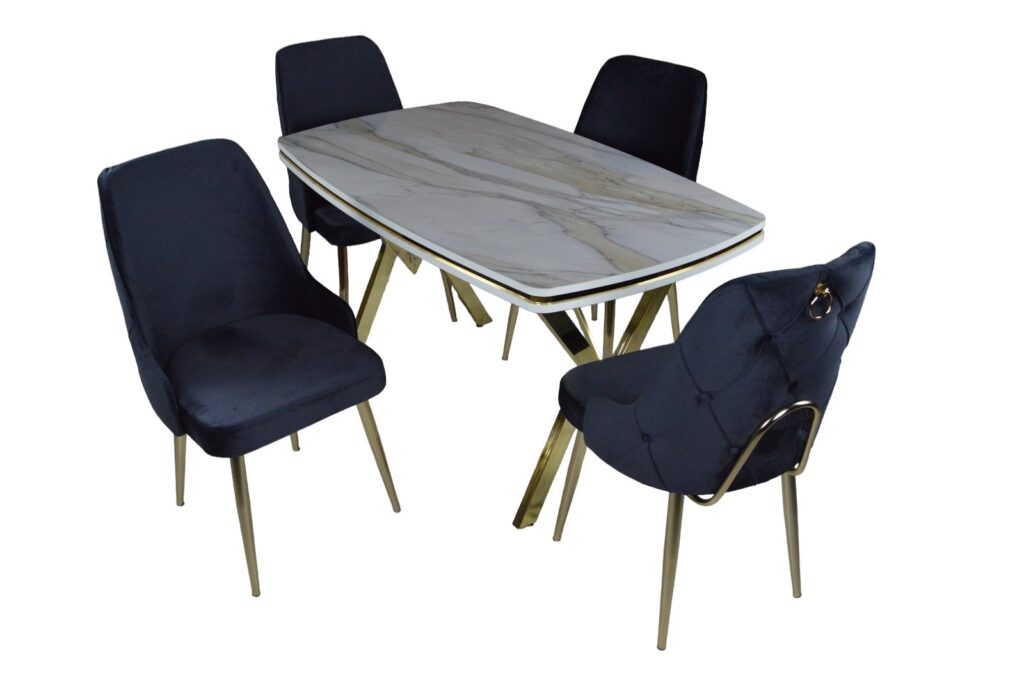 Set Masa Fixa & 4 Scaune - Negru — cadrul 1