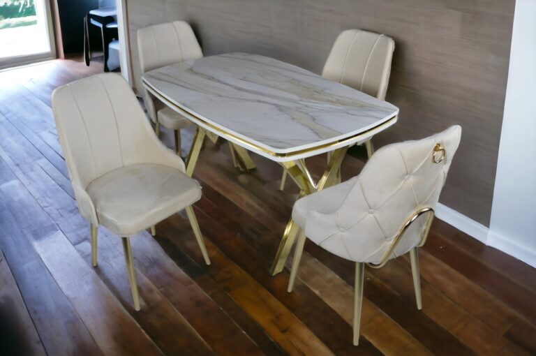 Set Masa Fixa & 4 Scaune - Beige