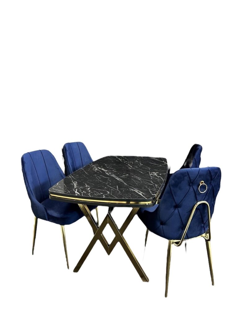 Set Masa Fixa & 4 Scaune - Albastru — cadrul 1