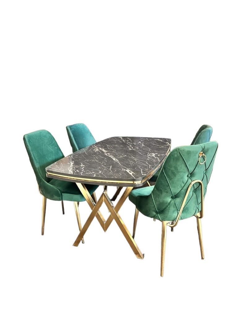 Set Masa Fixa & 4 Scaune - Verde — cadrul 1