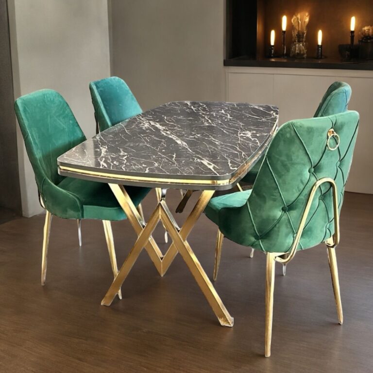 Set Masa Fixa & 4 Scaune - Verde