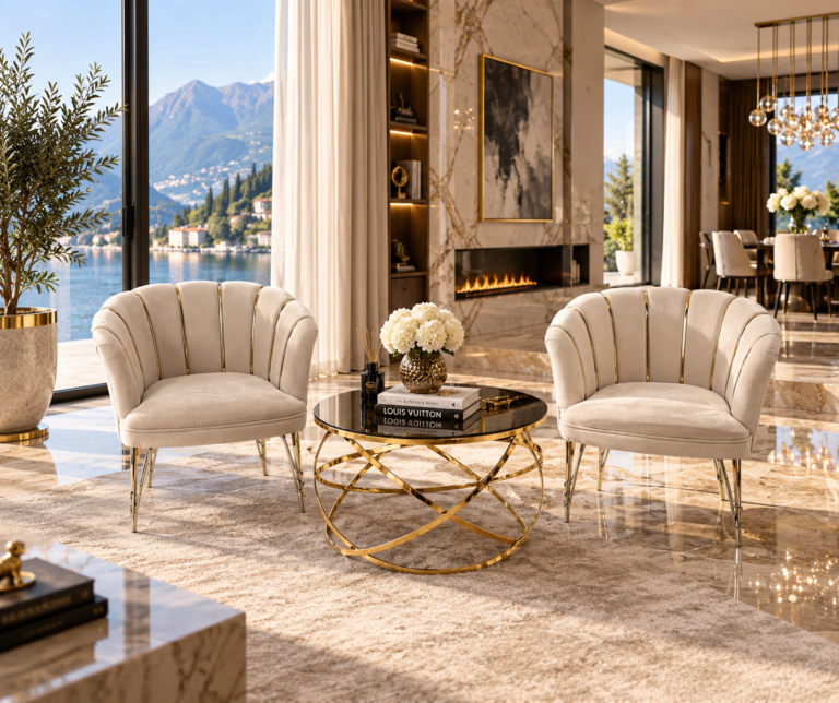 Set 2 Fotolii & Masuta Rotunda - Beige