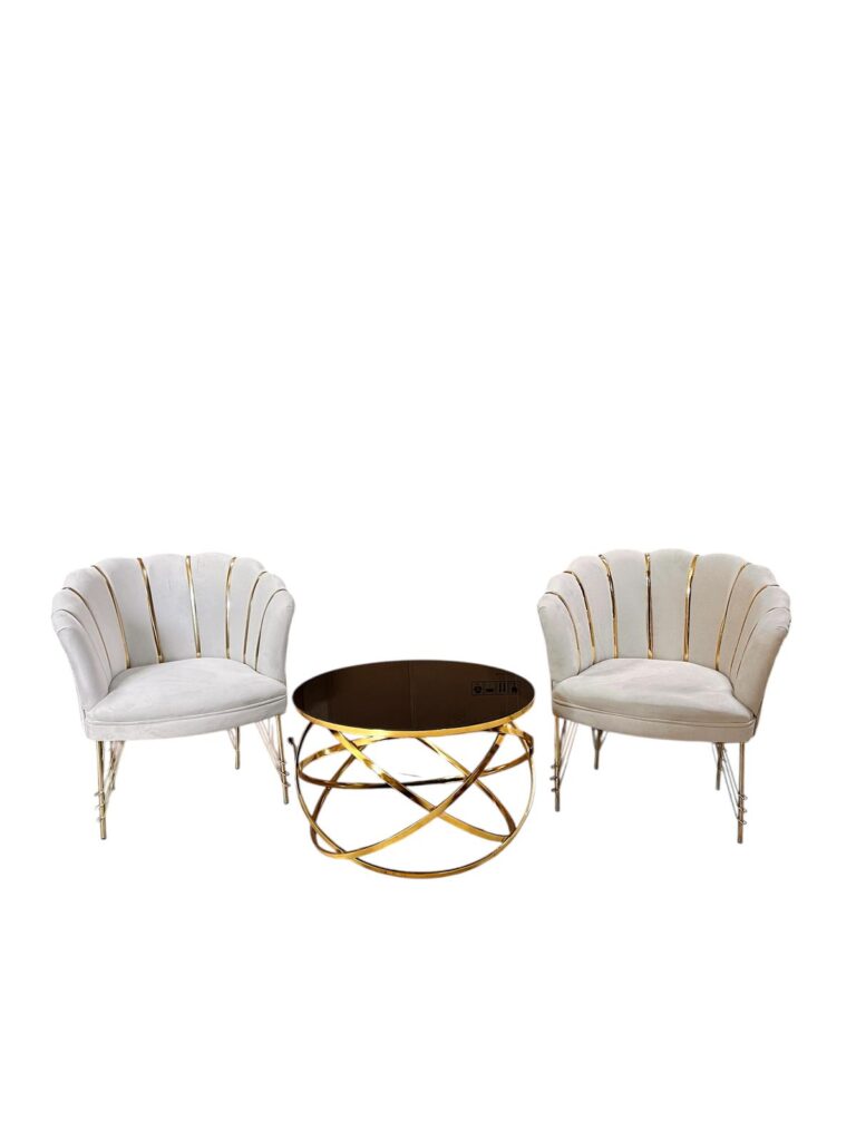 Set 2 Fotolii & Masuta Rotunda - Beige — cadrul 1