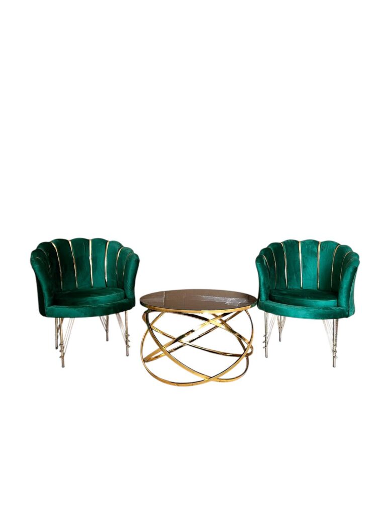 Set 2 Fotolii & Masuta Rotunda - Verde Smarald — cadrul 1
