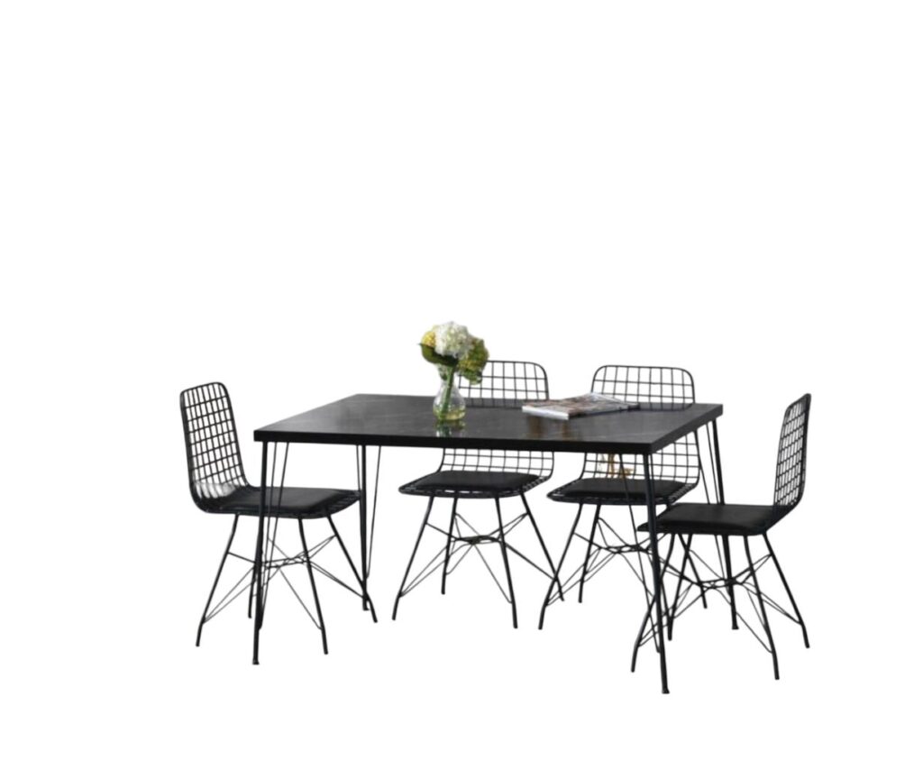 Set Masa & 4 Scaune - Negru/Negru — cadrul 1