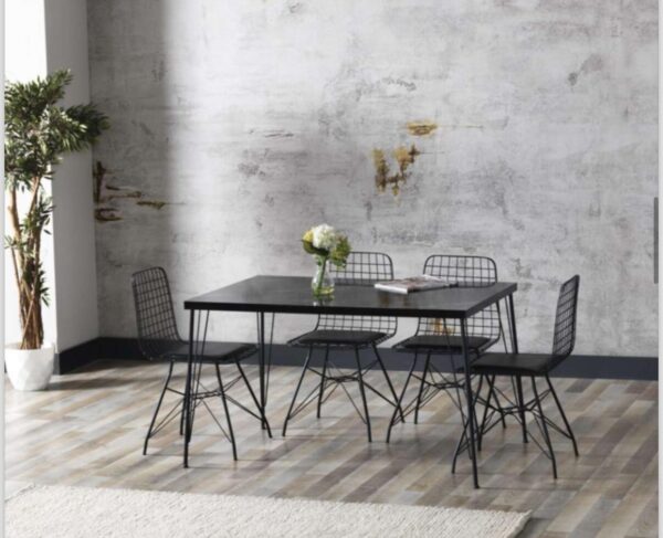 Set Masa & 4 Scaune - Negru/Negru