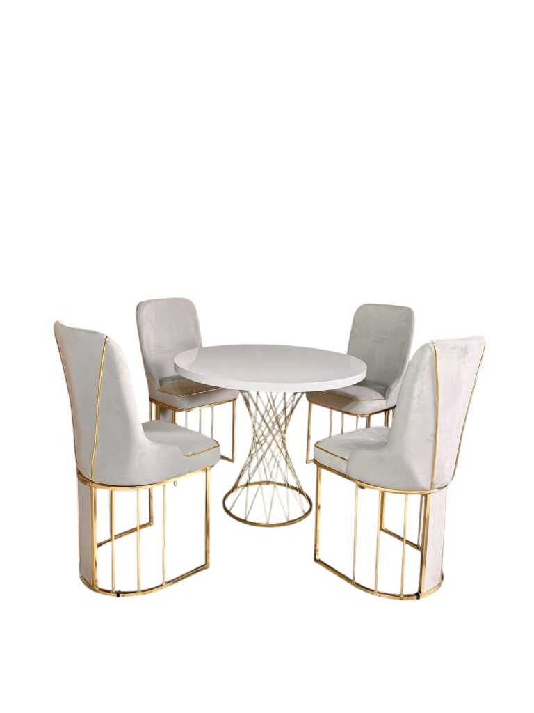 Set Masa Rotunda si 4 Scaune - Bej / Alb — cadrul 1