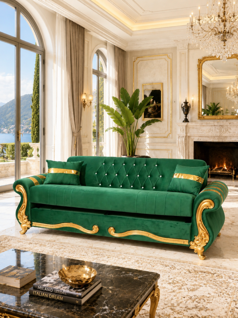 Canapea Extensibila - Verde Smarald — cadrul 2