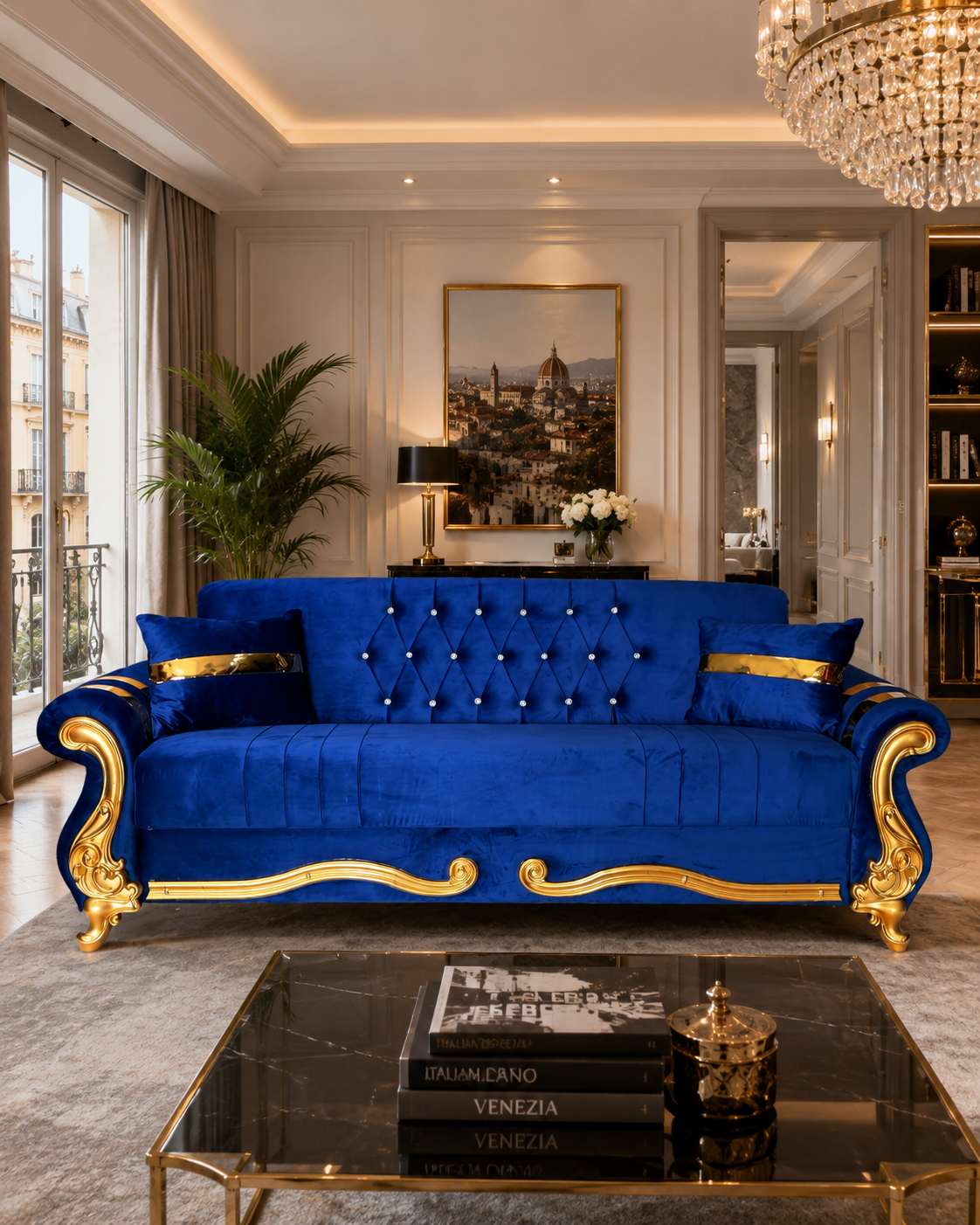 Canapea Extensibila - Albastru Royal — foto de ambient