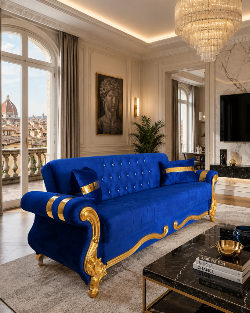 Canapea Extensibila - Albastru Royal — cadrul 4