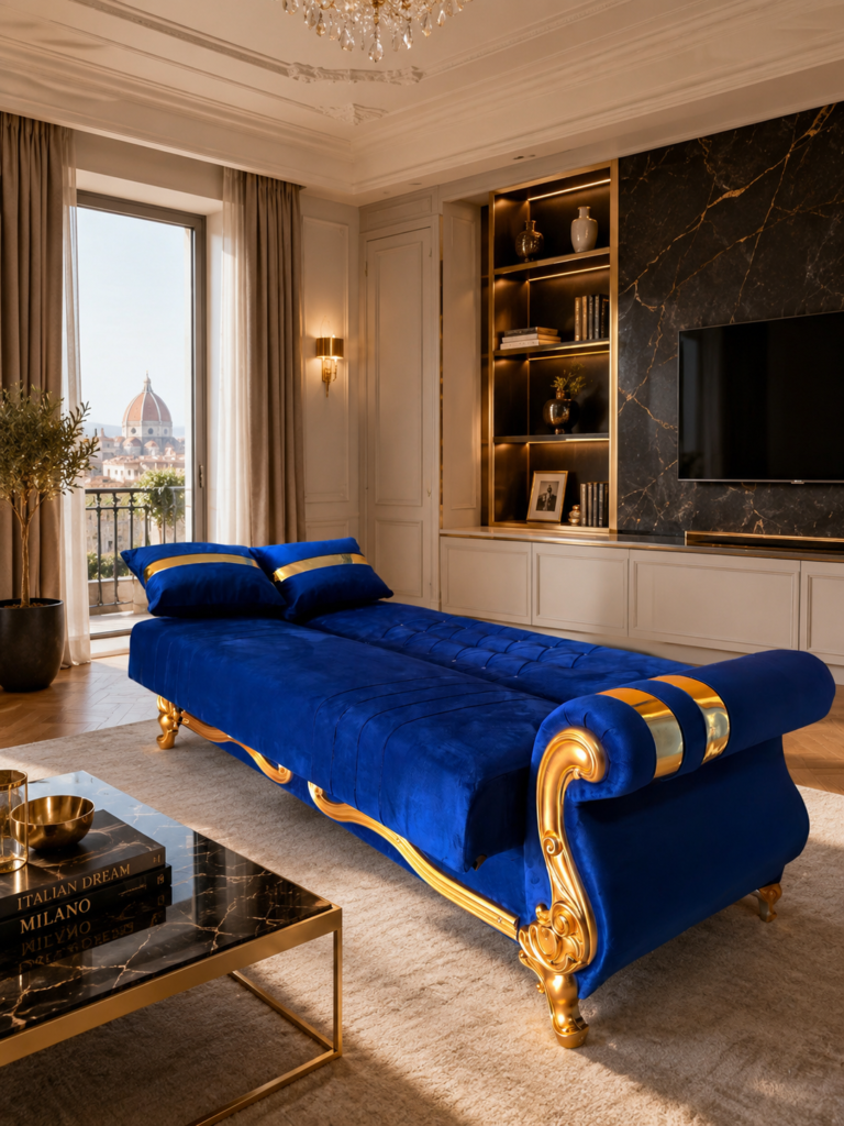 Canapea Extensibila - Albastru Royal — cadrul 3
