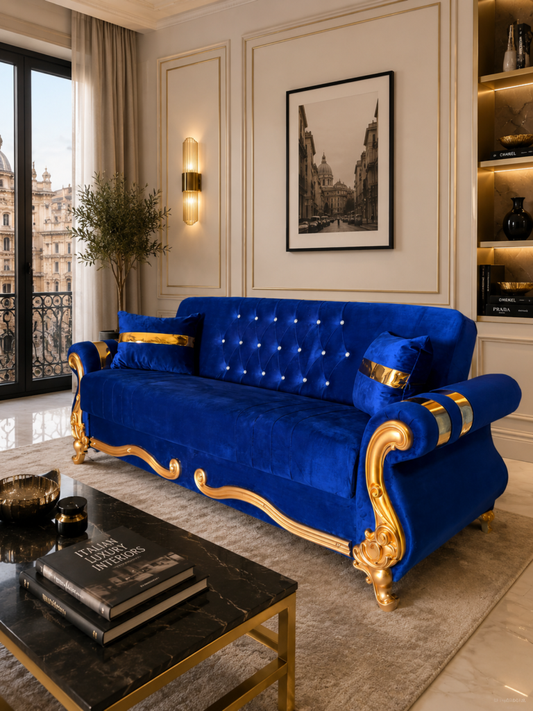 Canapea Extensibila - Albastru Royal — cadrul 5