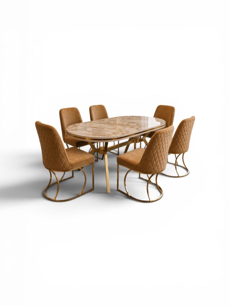 Set Masa & 6 Scaune - Beige Nisip — cadrul 1
