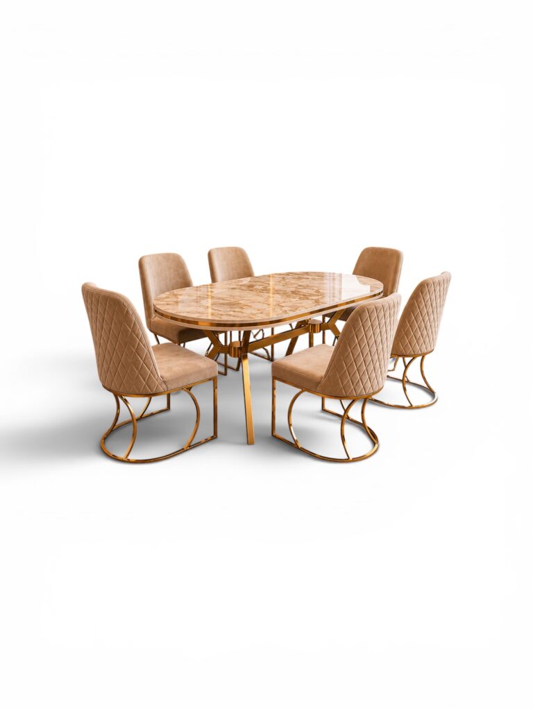 Set Masa & 6 Scaune - Beige — cadrul 1
