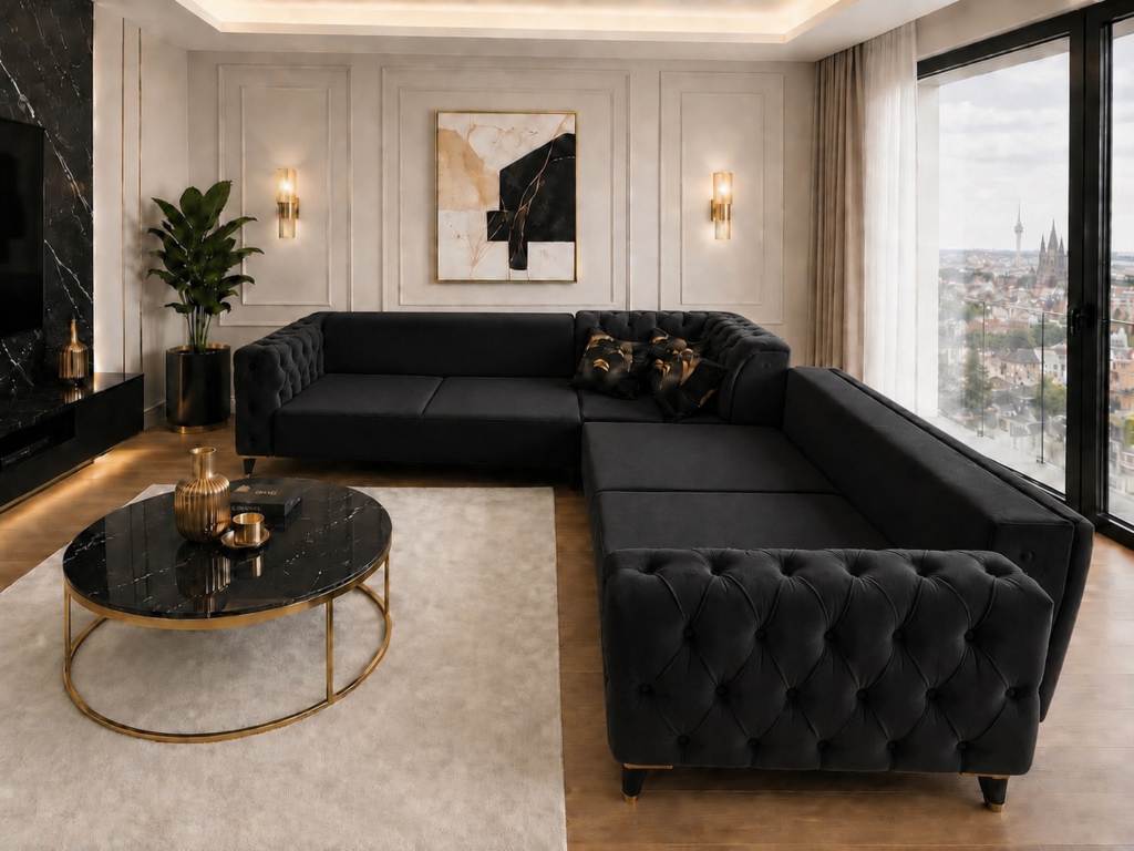 Coltar Chesterfield Negru — cadrul 2