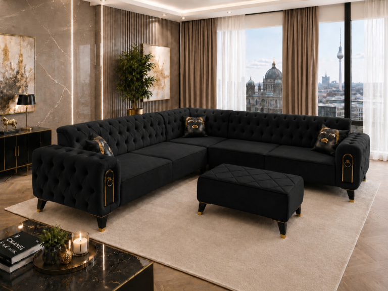 Coltar Chesterfield Negru