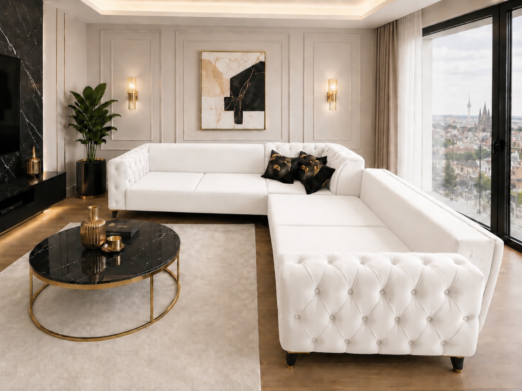 Coltar Chesterfield Alb — cadrul 3