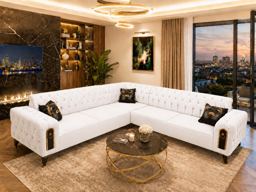 Coltar Chesterfield Alb — cadrul 2