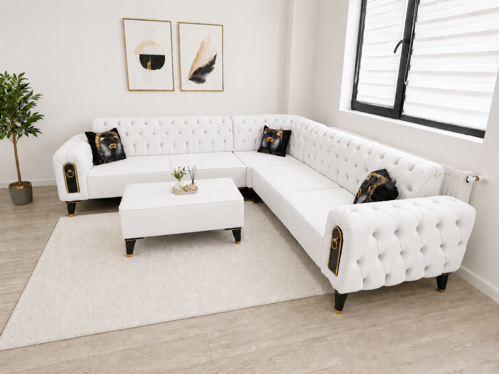 Coltar Chesterfield Alb — cadrul 1