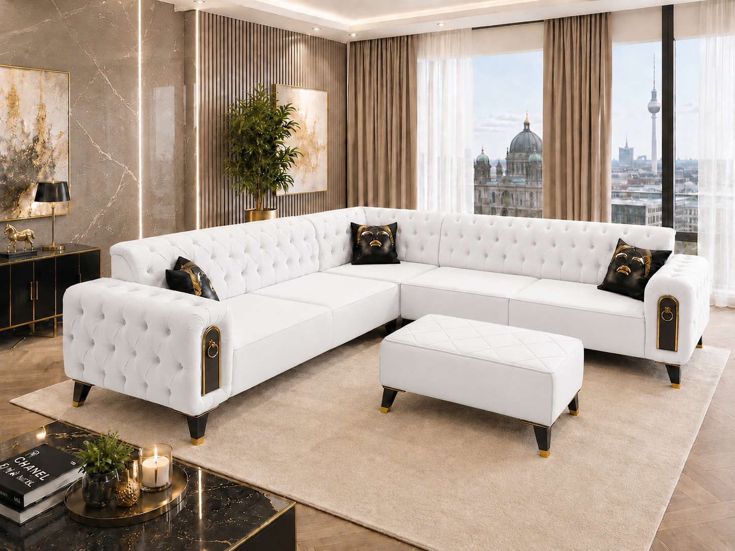 Coltar Chesterfield Alb — foto de ambient