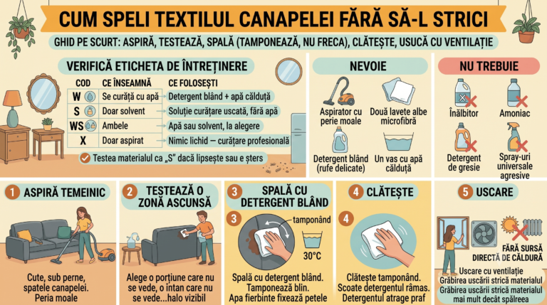 Cum speli textilul canapelei fără să-l strici