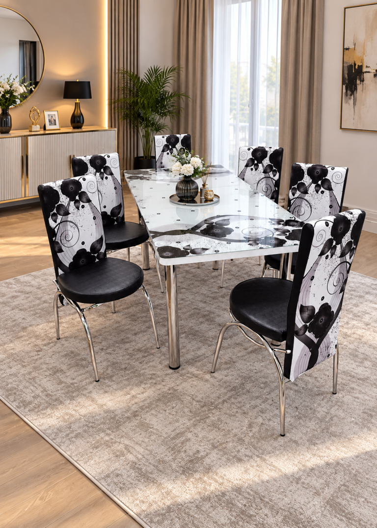 Set Masa extensibila & 6 Scaune - Black Poppy