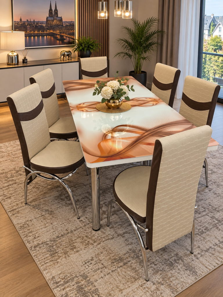 Set Masa extensibila & 6 Scaune - Beige Dream