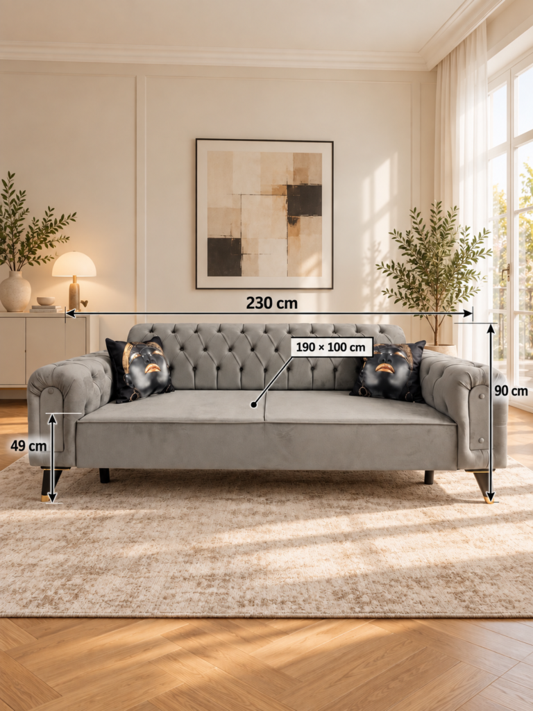 Canapea Rabatabila Premium - Gri Chesterfield — cadrul 1