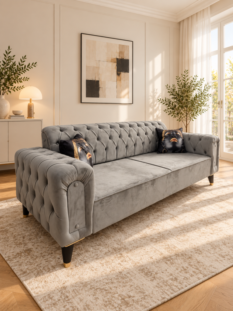 Canapea Rabatabila Premium - Gri Chesterfield — cadrul 6