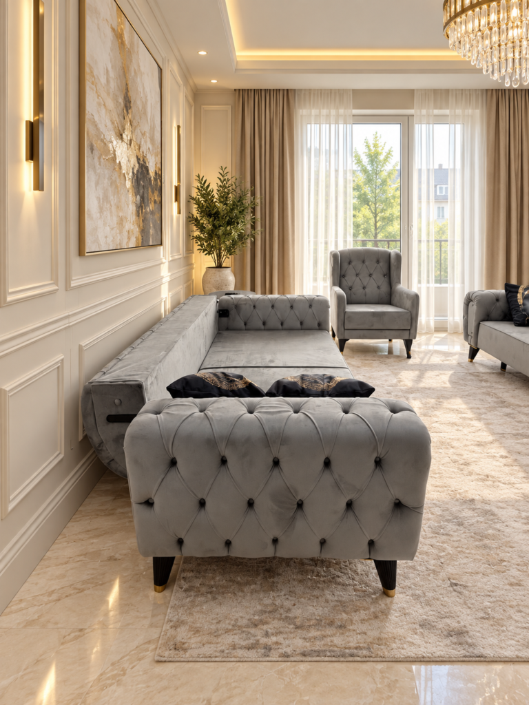 Canapea Rabatabila Premium - Gri Chesterfield — cadrul 5