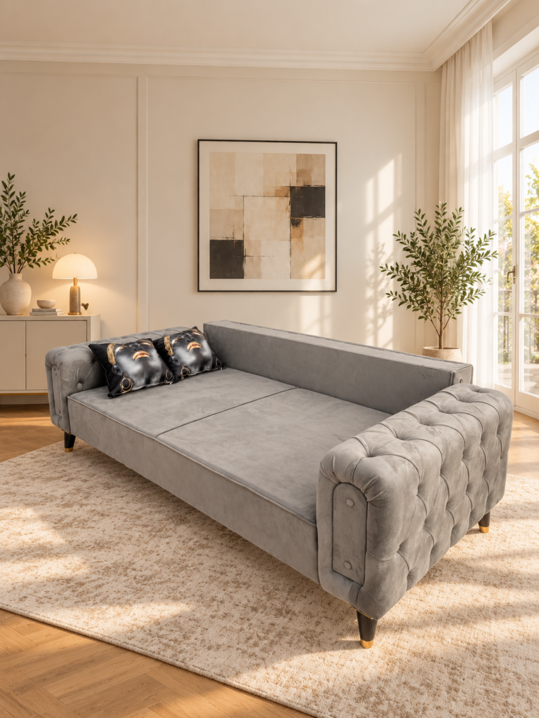 Canapea Rabatabila Premium - Gri Chesterfield — cadrul 4