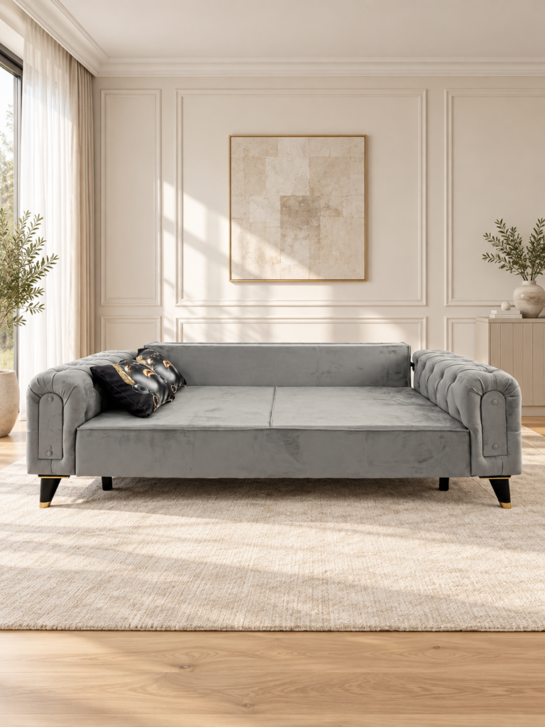 Canapea Rabatabila Premium - Gri Chesterfield — cadrul 3